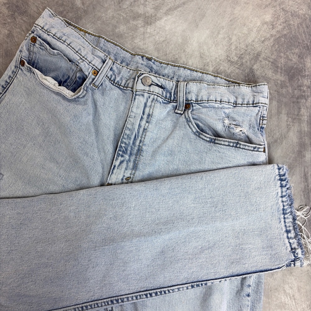 Levi's 512 Slim Taper Jeans Mens 36x30 Light Wash Distressed Frayed Hem